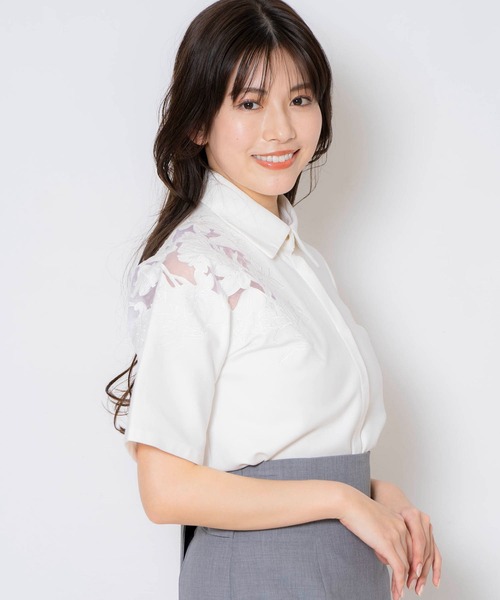 「NOELA」 半袖シャツ フリー オフホワイト レディース_画像7