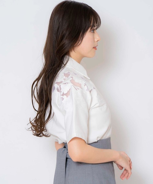 「NOELA」 半袖シャツ フリー オフホワイト レディース_画像8