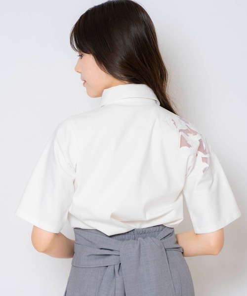 「NOELA」 半袖シャツ フリー オフホワイト レディース_画像9