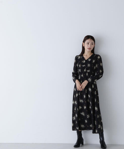「NATURAL BEAUTY BASIC」 長袖ワンピース MEDIUM ブラック系その他 レディース_2