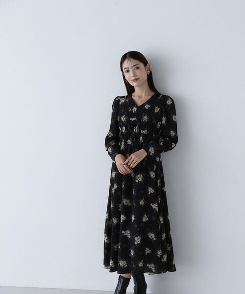 「NATURAL BEAUTY BASIC」 長袖ワンピース MEDIUM ブラック系その他 レディース_3
