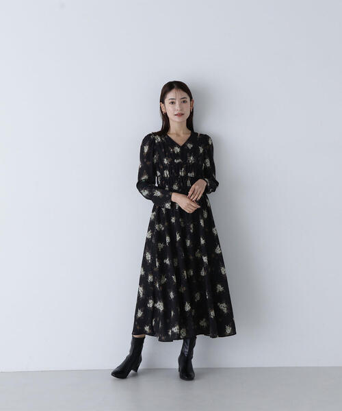 「NATURAL BEAUTY BASIC」 長袖ワンピース MEDIUM ブラック系その他 レディース_5