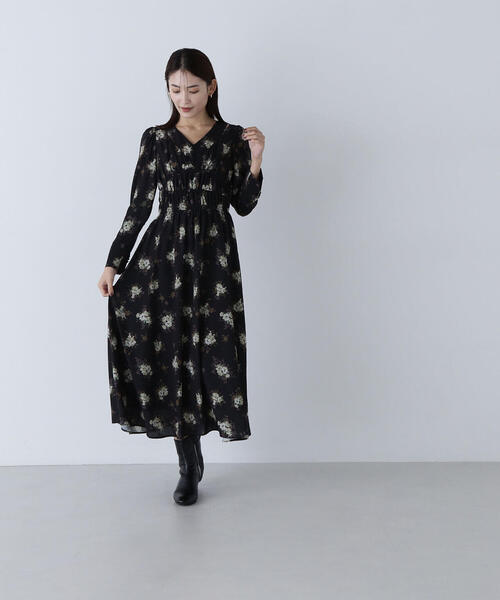 「NATURAL BEAUTY BASIC」 長袖ワンピース MEDIUM ブラック系その他 レディース_7