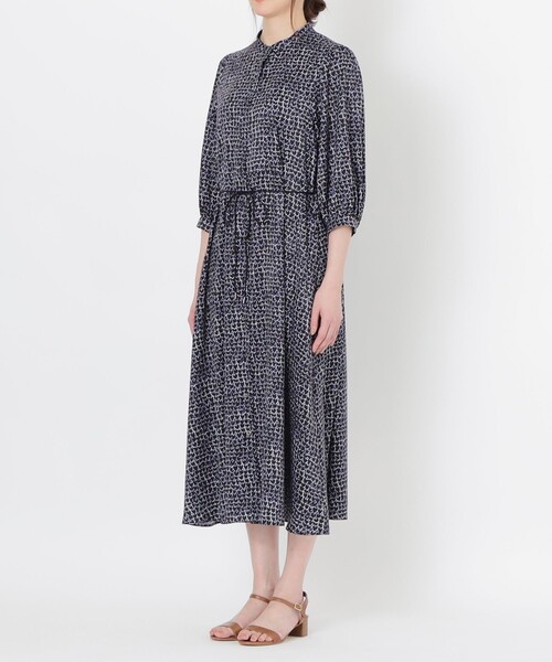 「S.ESSENTIALS」 7分袖ワンピース 38 ダークネイビー レディース_画像2