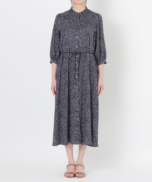 「S.ESSENTIALS」 7分袖ワンピース 38 ダークネイビー レディース_画像3