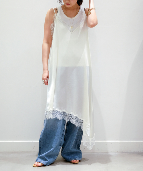 AP STUDIO ワンピース レースサテンキャミドレス : ZOZOTOWN Yahoo!店
