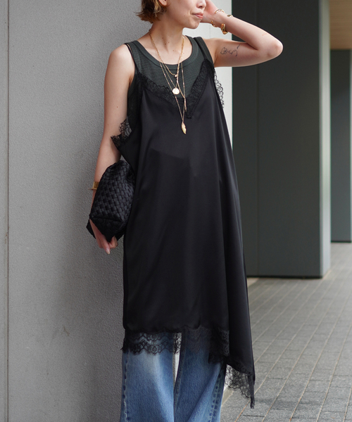AP STUDIO ワンピース レースサテンキャミドレス : ZOZOTOWN Yahoo!店