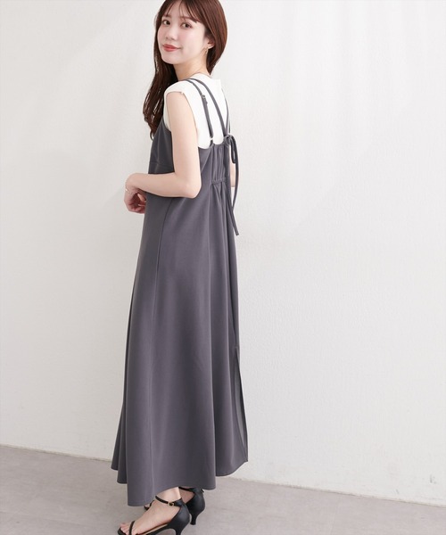 natural couture ワンピース カットジョーゼットキャミワンピース