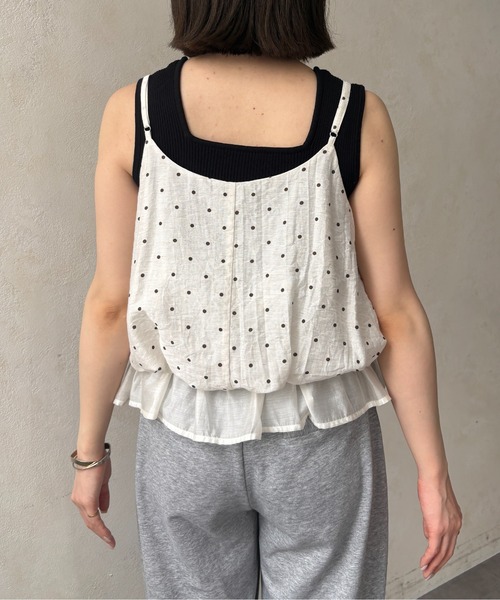 Thevon（ゼヴォン） キャミソール 裾シフォンバルーンキャミ