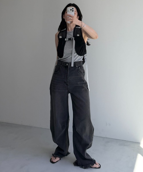 「wee9s」 デニムパンツ M ブラック レディース_画像2