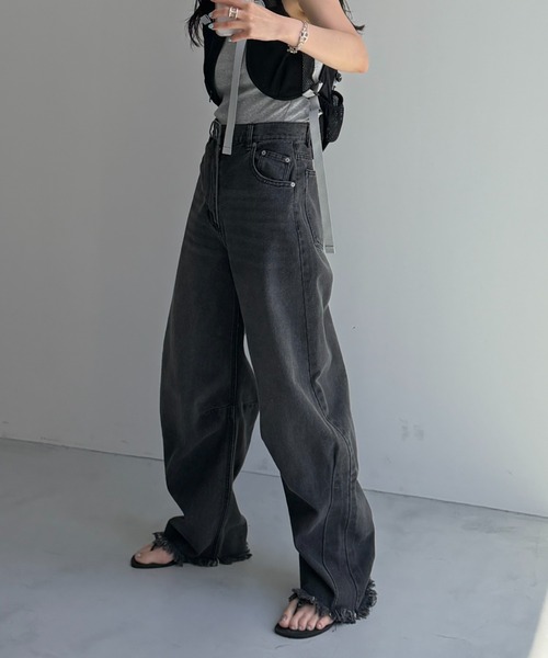 「wee9s」 デニムパンツ M ブラック レディース_画像3
