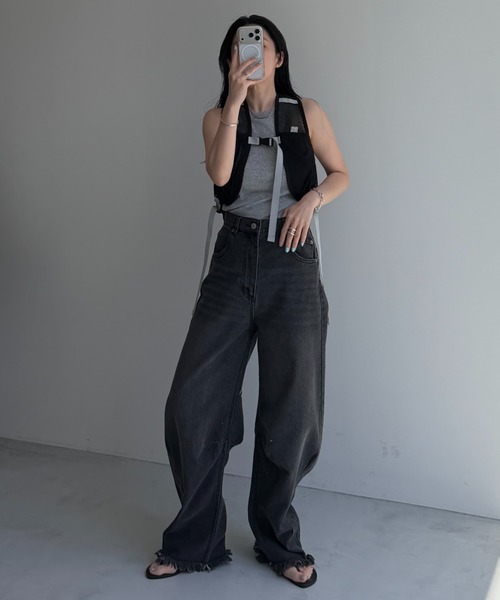 「wee9s」 デニムパンツ M ブラック レディース_画像6