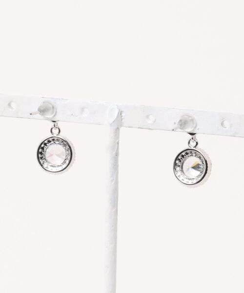VIBGYOR ピアス シルバーダイヤ風ストーンドロップピアス/両耳用