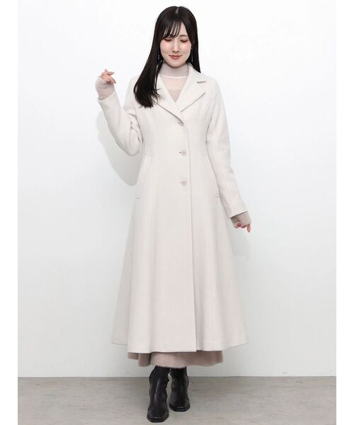 SUPER BEAUTY コサージュ付き フレアコート 44サイズ MERCURYDUO（マーキュリーデュオ） コート アウター ファー付き