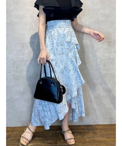 スカート オーバーフリルフレアスカート