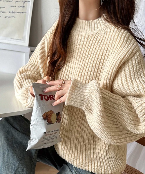 Java ニット セーター ジャバコラボ」ほろ甘コーデに。6色展開