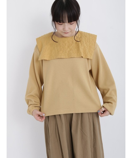 Samansa Mos2 tシャツ ワッフルセーラー襟カットソー レディース