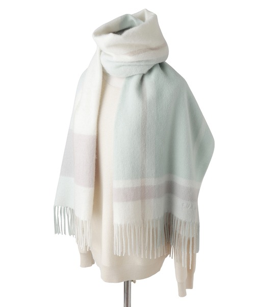 ストール ビッグマフラー　ラメブロックチェック レディース