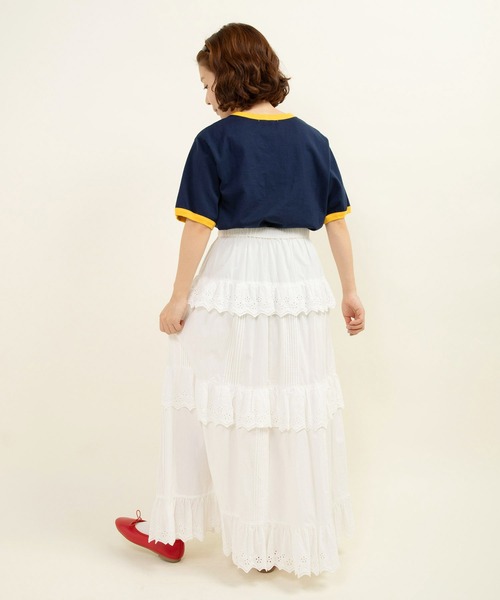 ブロード・レースピンタック ティアードスカート Dot＆Stripes CHILD WOMAN スカート ブロード・レースピンタック