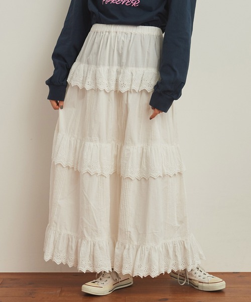 お値下げ【dot &stripes child women】レーススカート Dot＆Stripes CHILD WOMAN スカート ブロード・レースピンタック