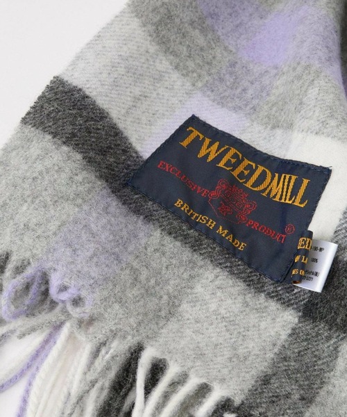 【新品】TWEEDMILL ウール グレーチェック柄 大判ストール TWEED MILL（ツイードミル） マフラー Lambswool Stole レディース 48