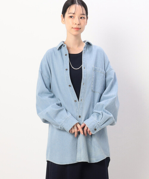 ブラウス シャツ デニム　ボーイフレンド　シャツブルゾン/セットアップ対応 レディース ブラウス シャツ デニム ボーイフレンド シャツブルゾン