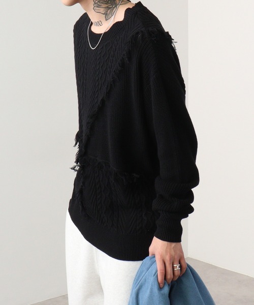 RE730 サマーニット スマホショルダー セーター ニット Wide fringe