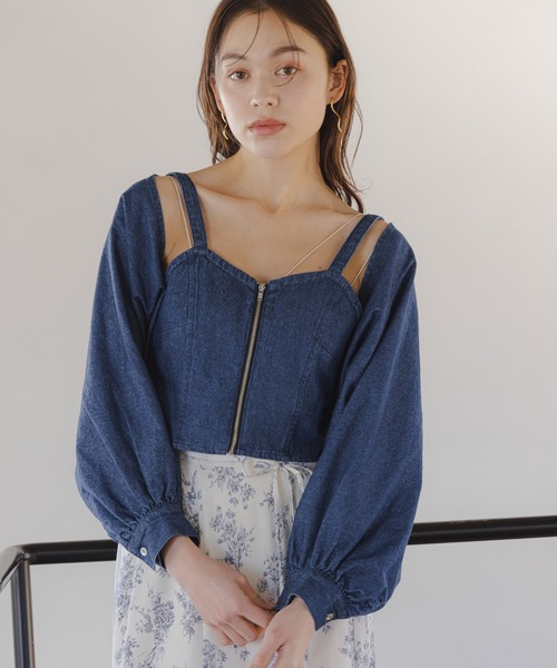 MARBLE ビスチェ ＆ボレロ mysty woman アンサンブル デニムボレロビスチェSET 108902