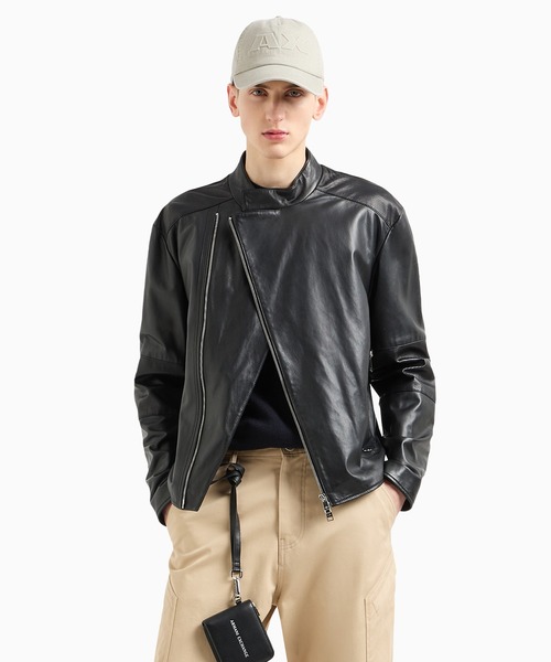 fars・アルマーニエクスチェンジ　シープレザーライダース　黒 XS ARMANI EXCHANGE（アルマーニエクスチェンジ）の「【A|X
