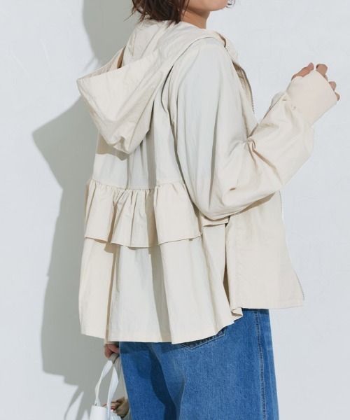 パーカー フリル付きロゴパーカーデザイン レディース フリルデザインジップパーカー | outlet | axes femme online shop