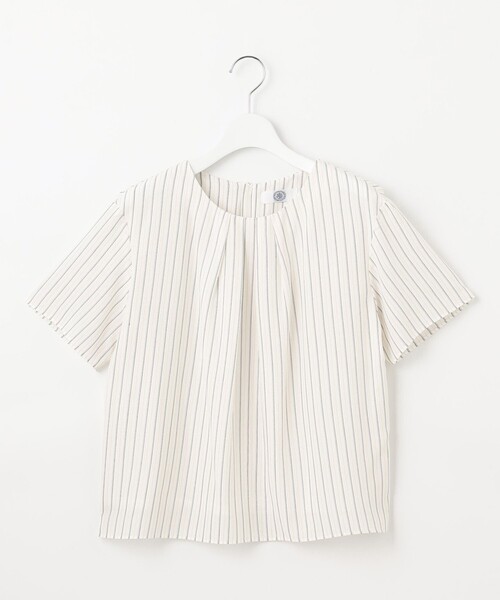 tシャツ シアーストライプチェック カットソー レディース tシャツ シアーストライプ＆チェック カットソー レディース