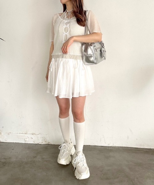 ニット セーター メニーリボンシャギーニット レディース リボン柄シャギーニットトップス [C7328] - レディース