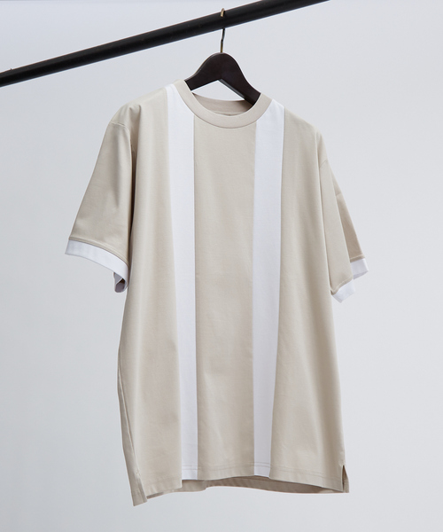 ABAHOUSE（アバハウス） tシャツ パネルストライプ Tシャツ メンズ