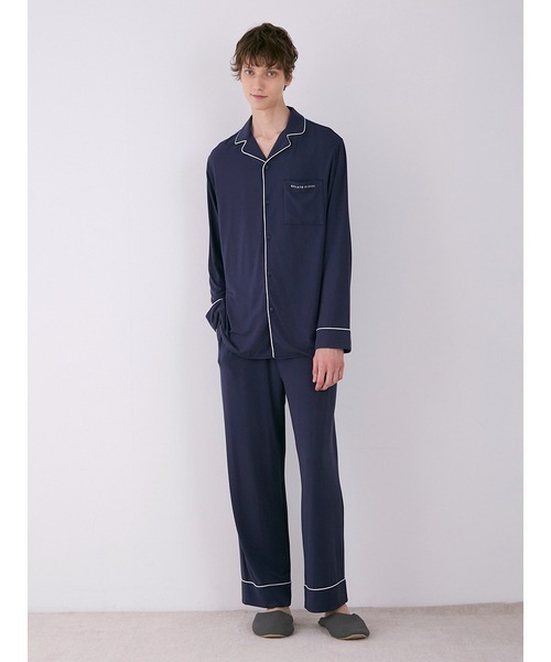 gelato pique（ジェラートピケ） パジャマ 「HOMME」パイピングシャツ