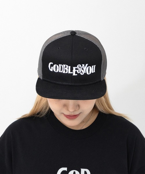 GOD BLESS YOU キャップ 帽子 SLIDE LOGO TRUCKER MESH CAP