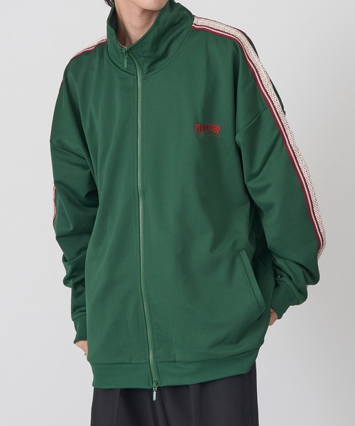 THRASHER ダークグリーンジャケット THRASHER（スラッシャー） ジャージ 「THRASHER」ライントラック