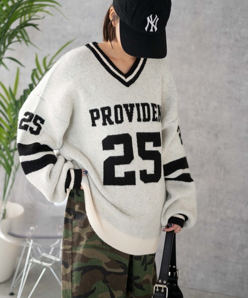 ナンバリングラインフラッフィーニット[品番：WG010092703