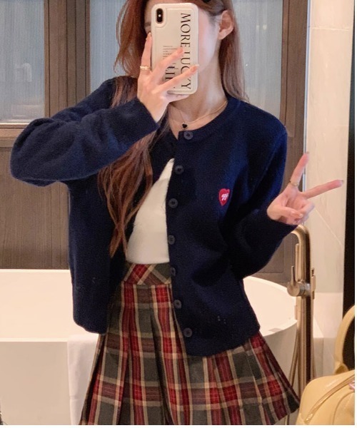 カーディガン ハート ワッペン ニット レディース : ZOZOTOWN