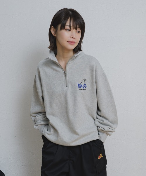 kaoyorinakami cherry halfzip sweat / チェリーハーフジップ