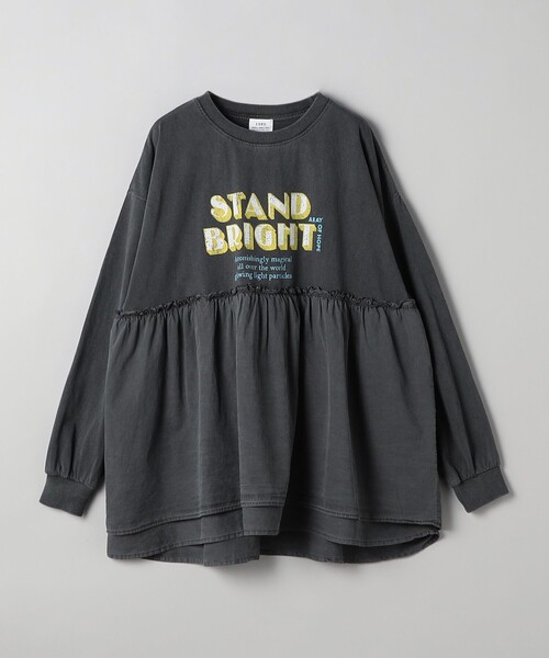 tシャツ M1923 布帛コンビデザインロンＴ レディース M1923 布帛コンビデザインロングTシャツ(M グレー): トップス