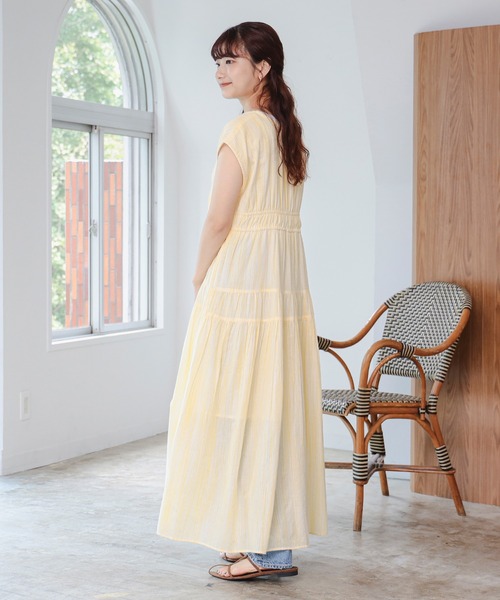 みる　0103 ♡ BEAMS HEART ワンピース インディア ストライプ柄 ノースリーブ