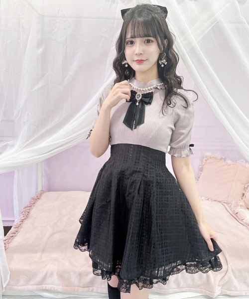 ワンコロ様♡専用ページ ROJITA ワンピース 異素材ドッキングデコルテ開きワンピース