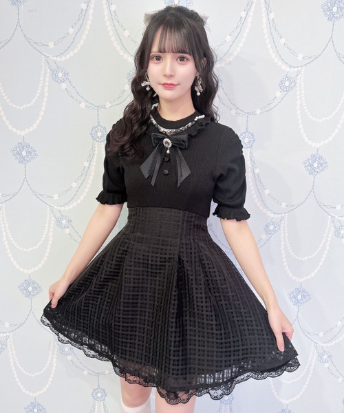 ワンコロ様♡専用ページ ROJITA ワンピース 異素材ドッキングデコルテ開きワンピース