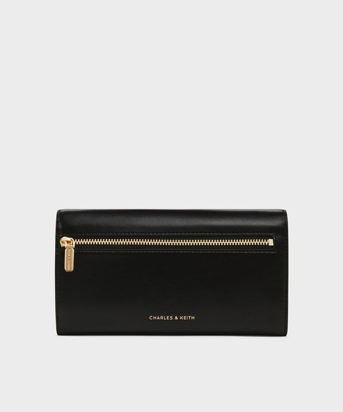 レディース　チャールズアンドキース　バッグ　ウォレット　財布　チェーン　黒 CHARLES & KEITH スクエア キルトチェーンハンドルウォレット 【再入荷