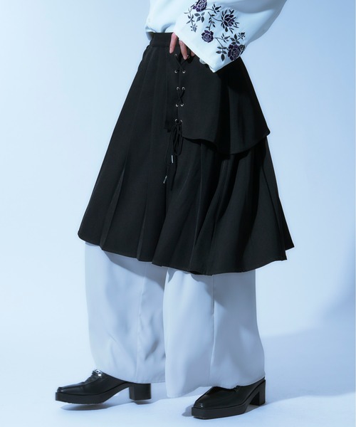 Ellno Loset スカート レースアッププリーツラップスカート