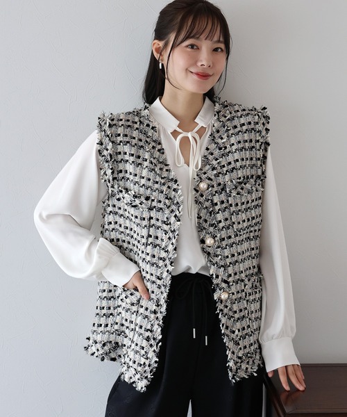 BLUEEAST（ブルーイースト） ベスト ジレ フリンジツイードジレベスト