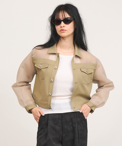 ブルゾン アウター 「Nora Lily」「elle」See-through Denim Combi