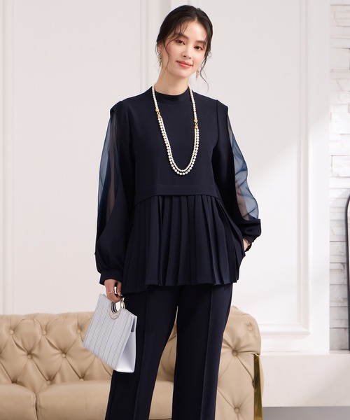 DRESS PLUS セットアップ パンツドレスドレス ブラック XL DRESS+（ドレスプラス） パンツドレス プリーツ切り替え セットアップ