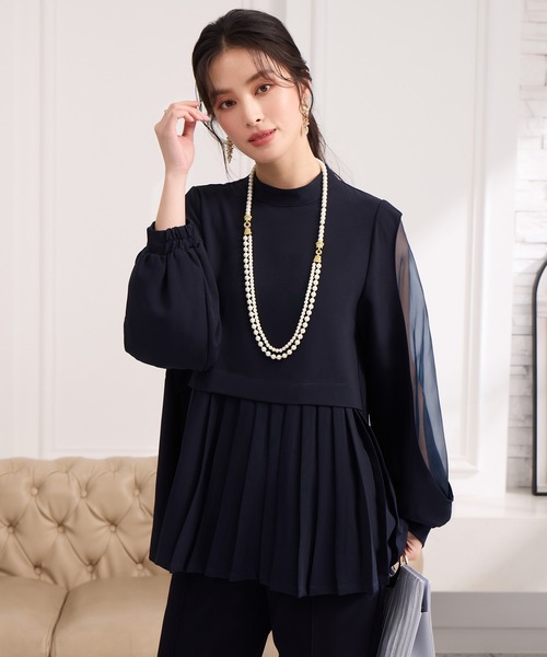 パンツドレス プリーツ切り替え セットアップ パンツドレスの画像