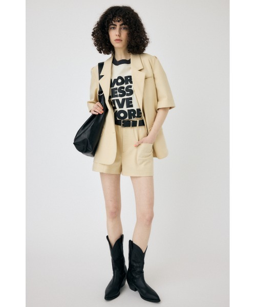 MOUSSY ブラック ストライプ テーラードジャケット M MOUSSY ジャケット テーラードジャケット SHORT SLEEVE TAILORED